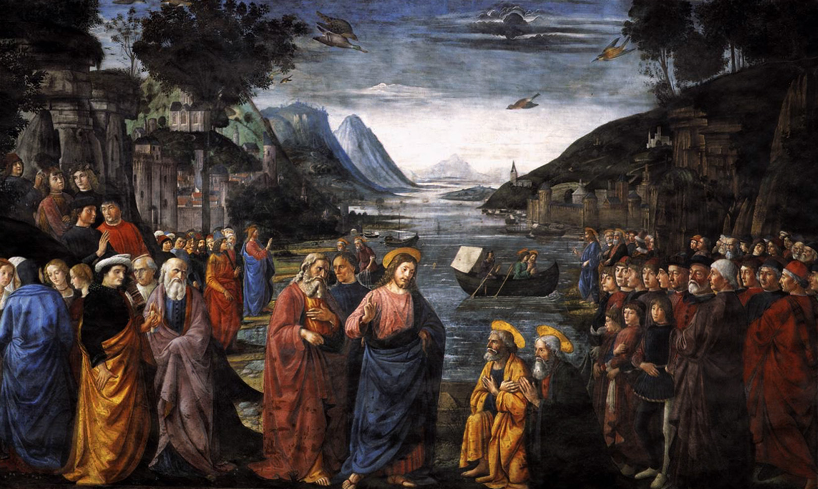 Domenico Ghirlandaio, Vocación de los primeros apóstoles, fresco de la Capilla Sixtina