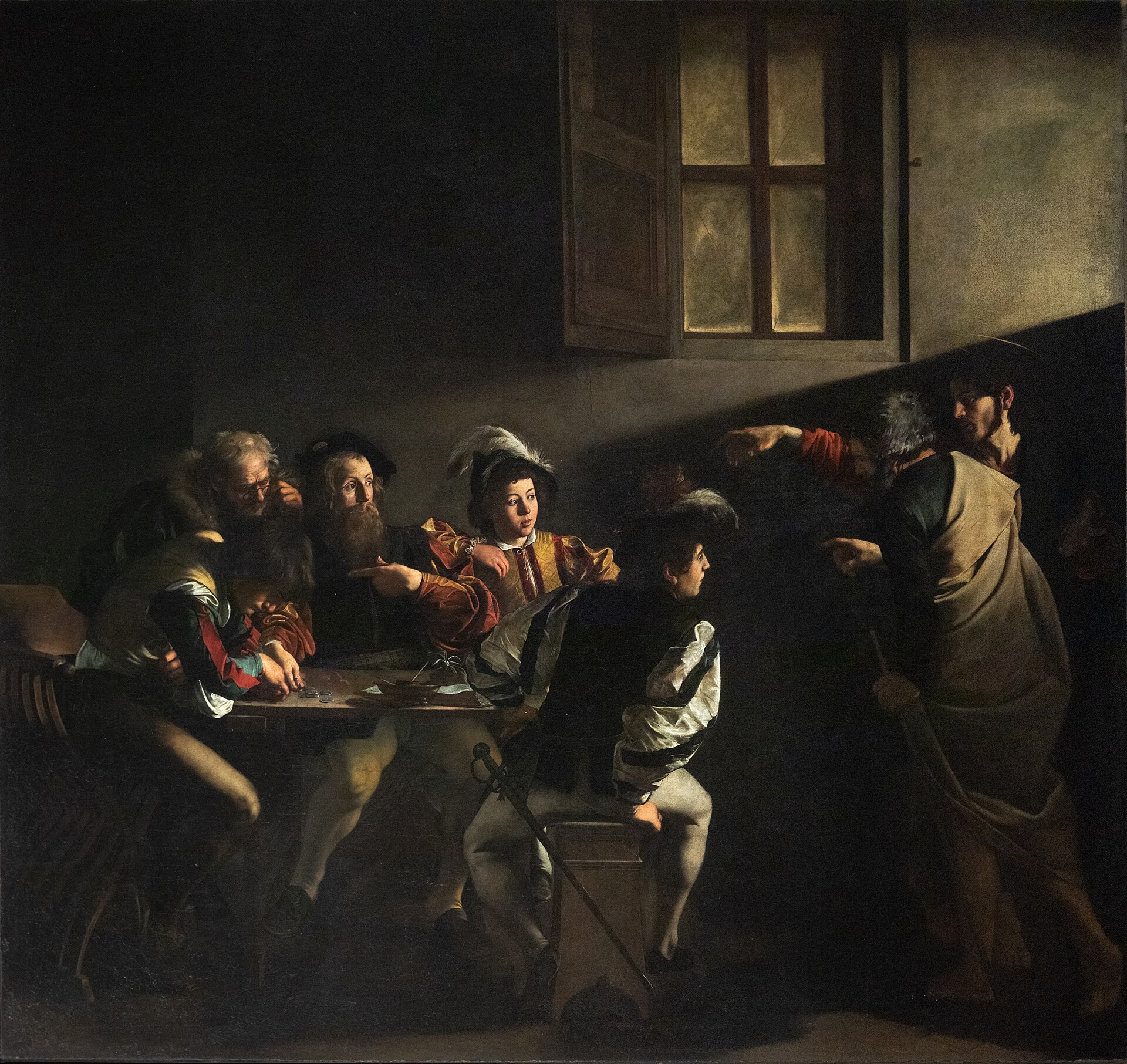 La vocación de san Mateo, de Caravaggio, 1599-1600.