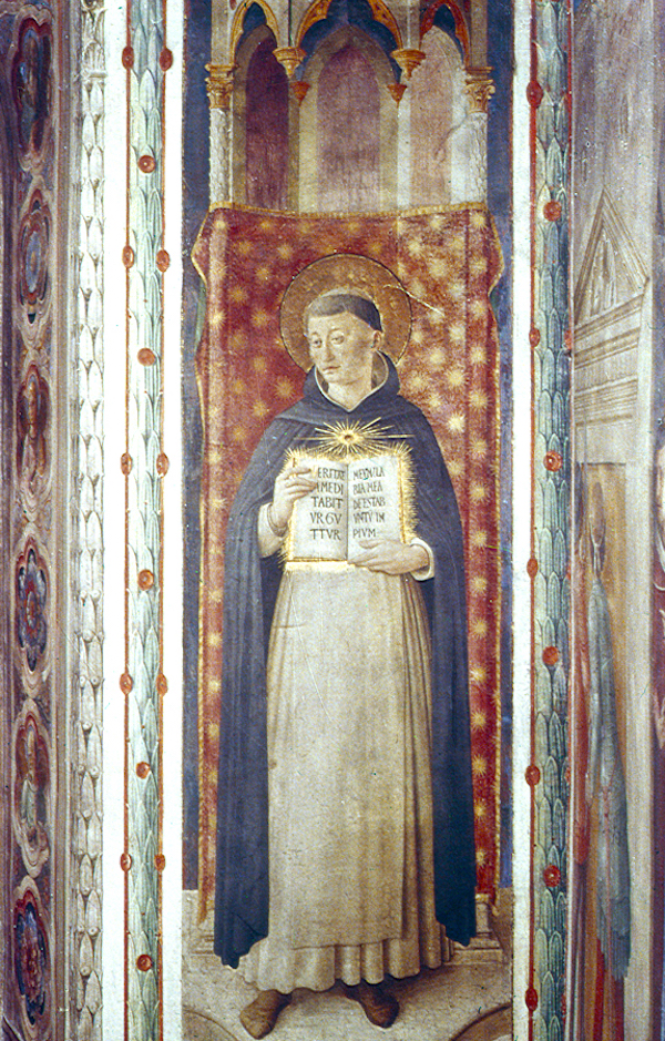 Santo Tomás de Aquino representado por Fra Angelico en la Capilla Nicolina del Vaticano